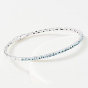 Affinity Gems Blue Topaz Bangle Bracelet 1.00 cttw, Sterling Silver, Size 7.5